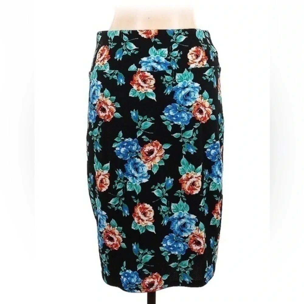 LuLaRoe | Floral Rose Garden Cassie Stretchy Midi Pencil Skirt Size Large L